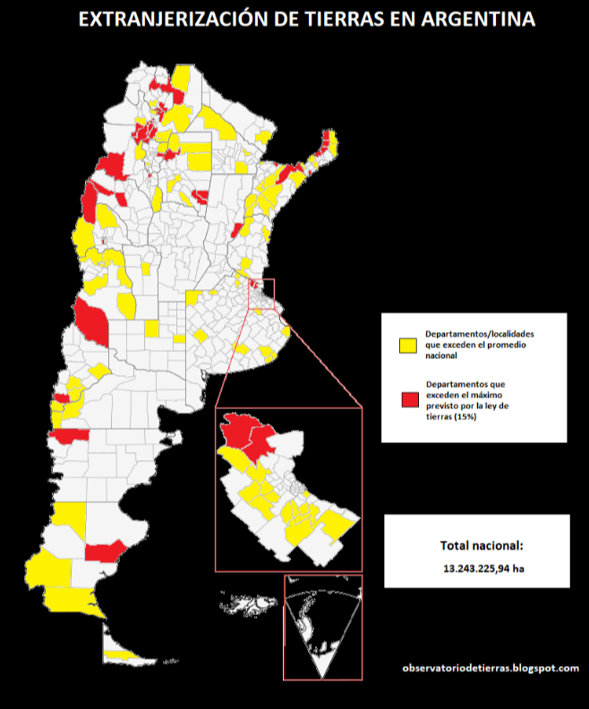 Extranjerizacion de tierras en Argentina Mapa