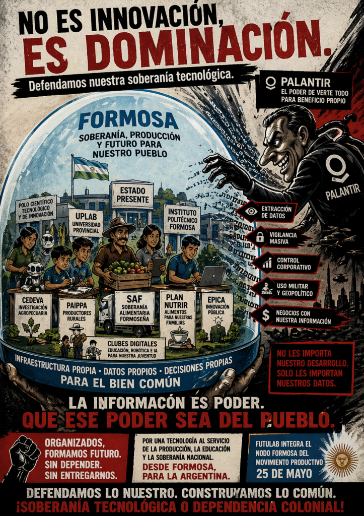 Formosa innovación tecnológica, soberanía de datos Argentina, Palantir modelo tecnológico, economía regional NEA, inteligencia artificial y territorio, desarrollo productivo Formosa