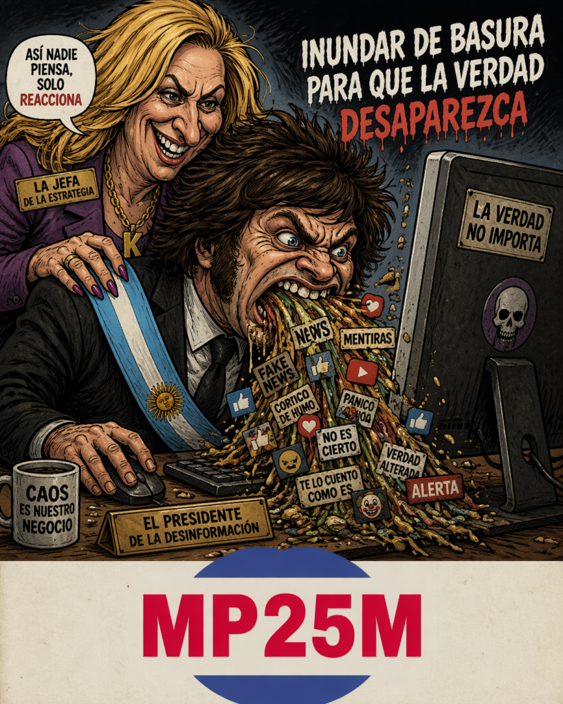 La “slopaganda” redefine la comunicación política en Argentina: saturación, memes e inteligencia artificial para destruir el debate público y vaciar de sentido la verdad.